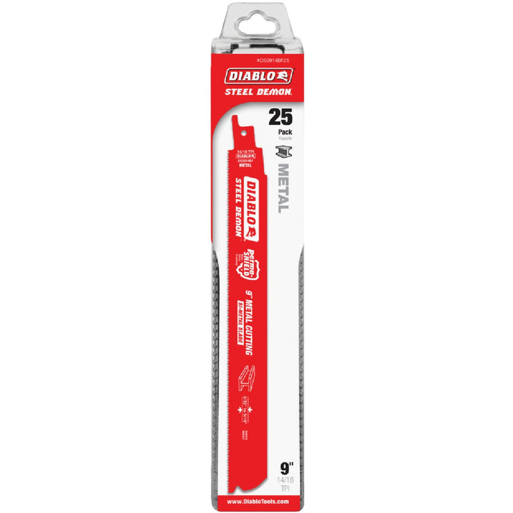 Diablo Steel Demon 9 In. 14/18 TPI Medium Metal Reciprocating Saw Blade (25-Pack)