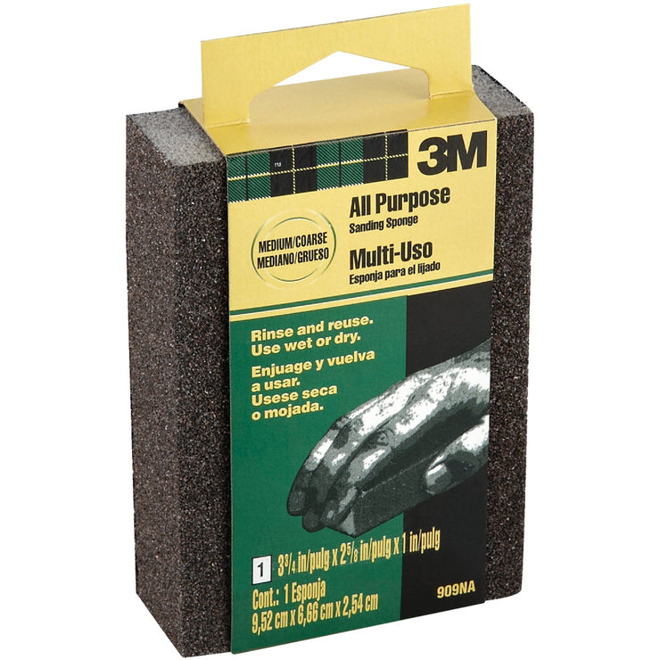 3M All-Purpose 2-5/8 In. x 3-3/4 In. x 1 In. Medium/Coarse Sanding Sponge