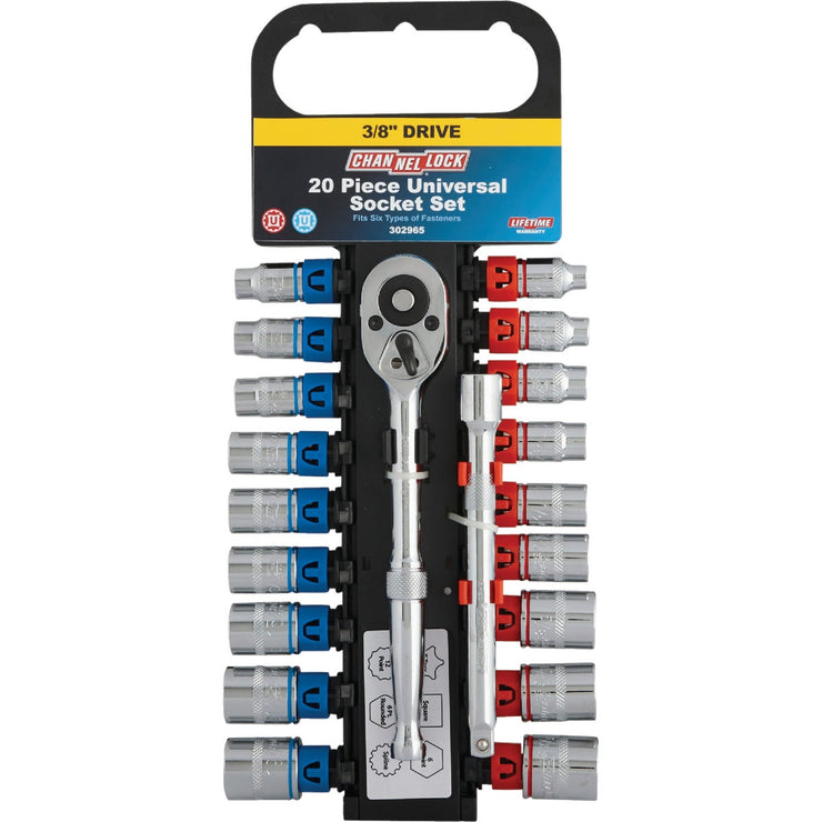 Channellock Standard/Metric 3/8 In. Drive Universal Ratchet & Socket Set (20-Piece)