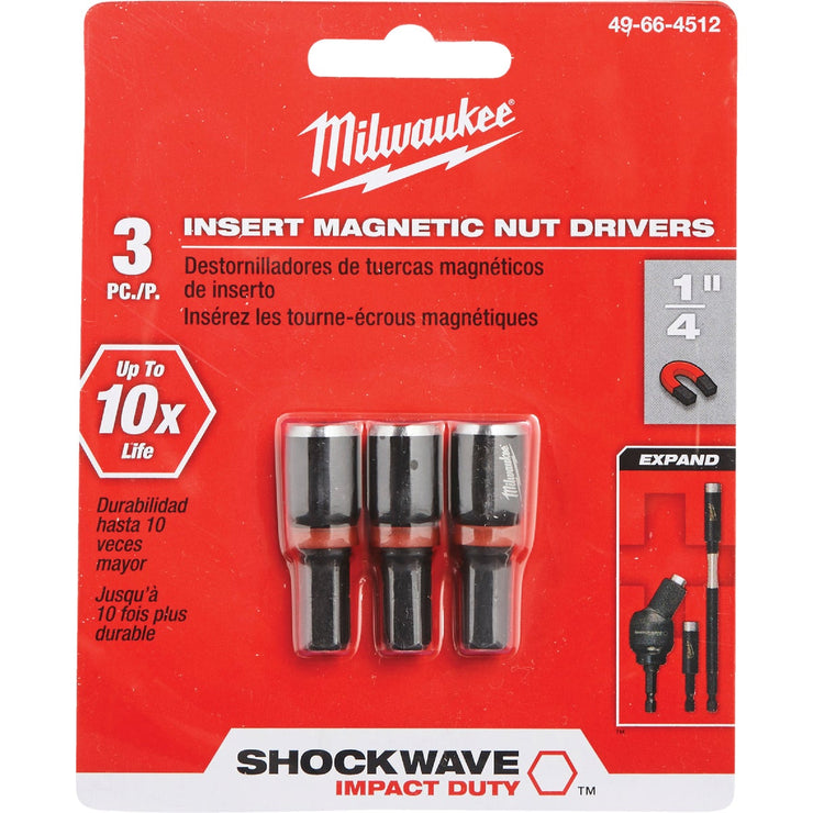 Milwaukee 1/4 In. x 1-1/2 In. Insert Impact Nutdriver, (3-Pack)