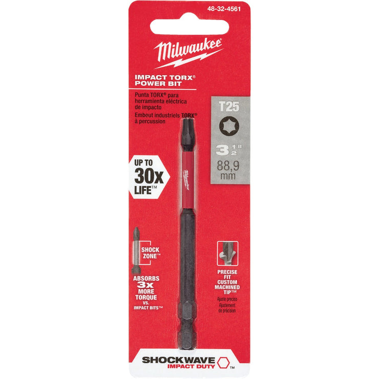Milwaukee Shockwave T25 TORX 3-1/2 In. Power Impact Screwdriver Bit