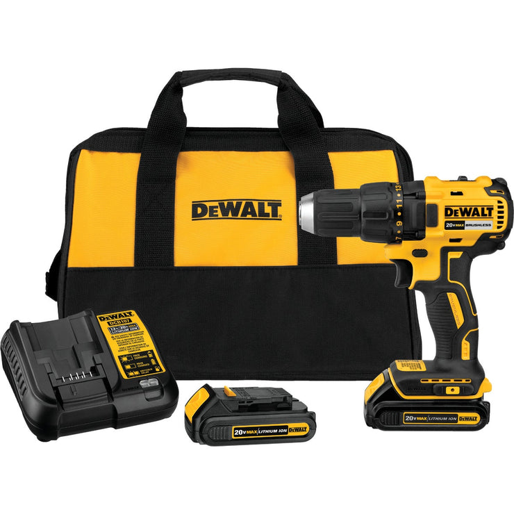 DeWalt 20 Volt MAX Lithium-Ion Brushless 1/2 In. Compact Cordless Drill Kit