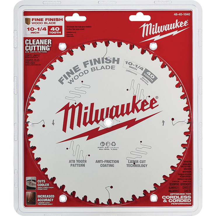 Milwaukee 10-1/4 In. 40-Tooth Fine Finish Circular Saw Blade