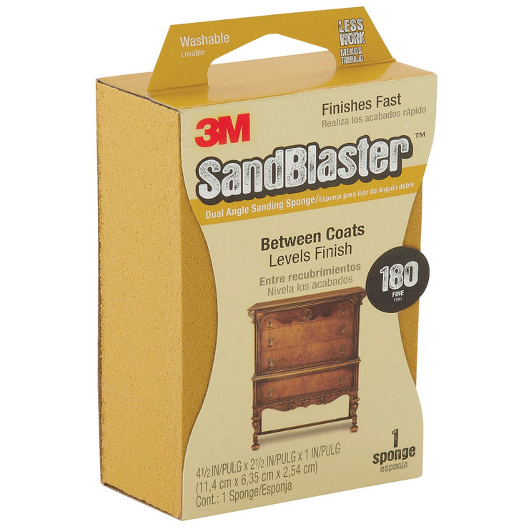 3M SandBlaster Dual Angle 2-1/2 In. x 4-1/2 In. x 1 In. 180 Grit Fine Sanding Sponge