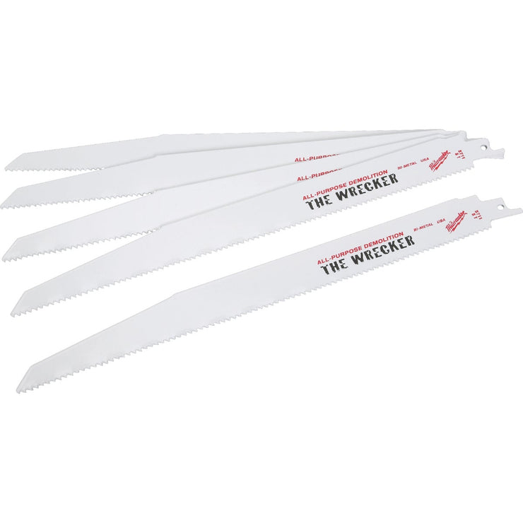 Milwaukee Sawzall THE WRECKER 12 In. 7/11 TPI Multi-Material Demolition Reciprocating Saw Blade (5-Pack)