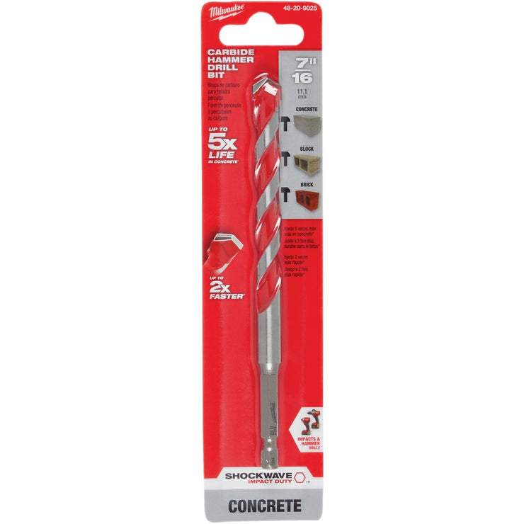 Milwaukee Shockwave 7/16 In. x 6 In. Carbide Masonry Drill Bit