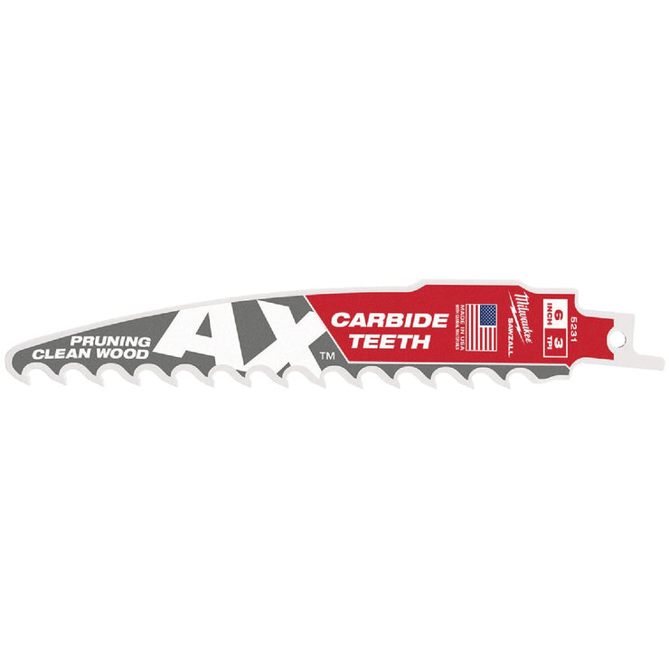 Milwaukee The Ax Sawzall 6 In. 3 TPI Wood Pruning Reciprocating Saw Blade