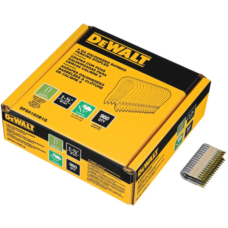 DeWalt 1-1/2 In. 9 Ga. Galvanized Barbed Collated Fence Staple (960-Ct.)