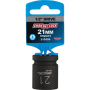 Channellock 1/2 In. Drive 21 mm 6-Point Shallow Metric Impact Socket
