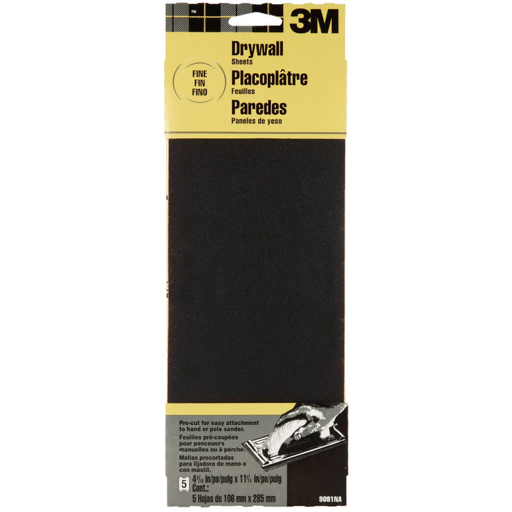 3M Fine Grade 4-3/16 In. x 11-1/4 In. Precut Drywall Sandpaper (2-Pack)