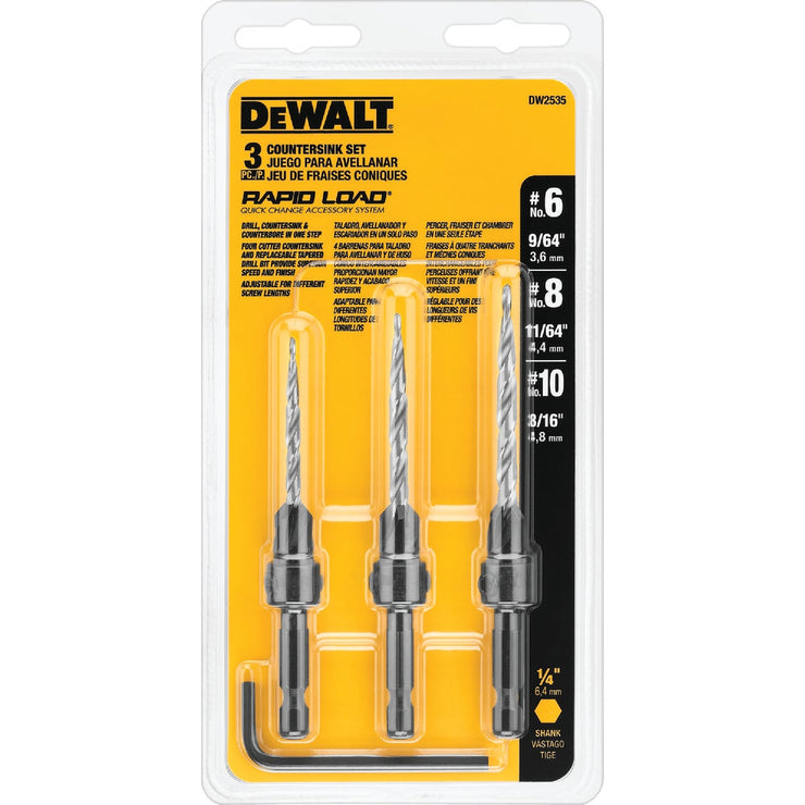 DeWalt 3-Piece Rapid Load Countersink Bit Set