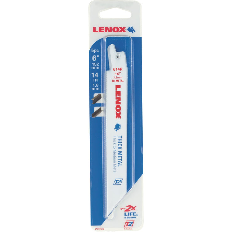 Lenox 6 In. 14 TPI Thick Metal Reciprocating Saw Blade (5-Pack)