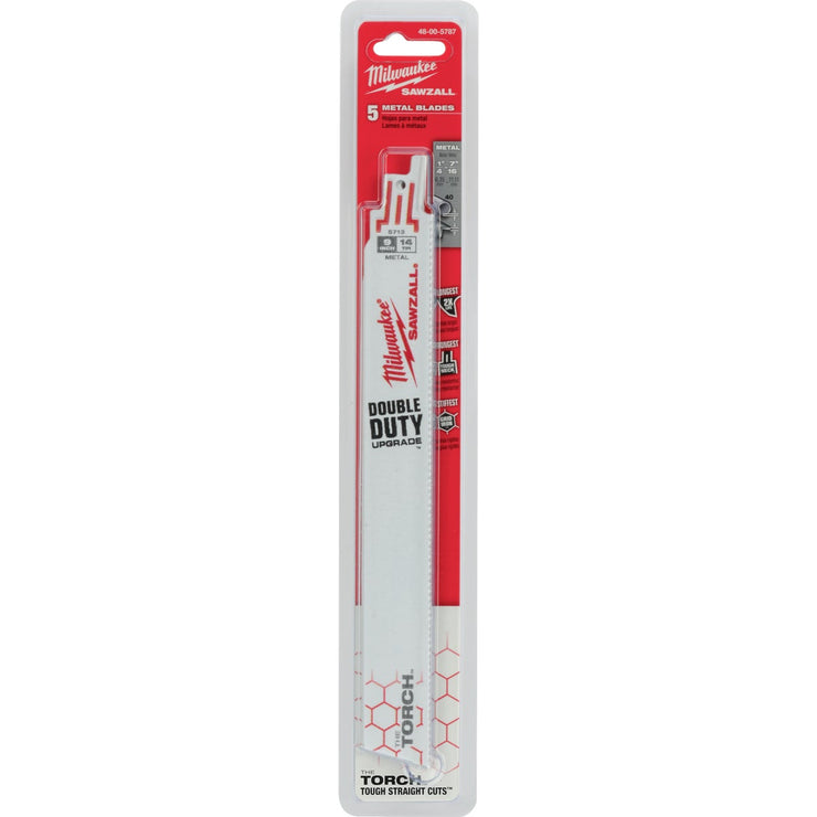 Milwaukee Sawzall THE TORCH 9 In. 14 TPI Metal Demolition Reciprocating Saw Blade (5-Pack)