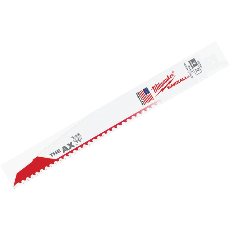 Milwaukee Sawzall THE AX 9 In. 5 TPI Wood w/Nails Demolition Reciprocating Saw Blade