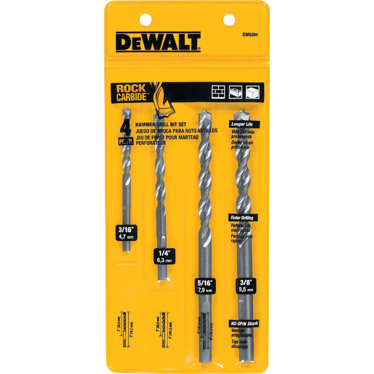 DeWalt Masonry Drill Bit Set (4-Pieces)
