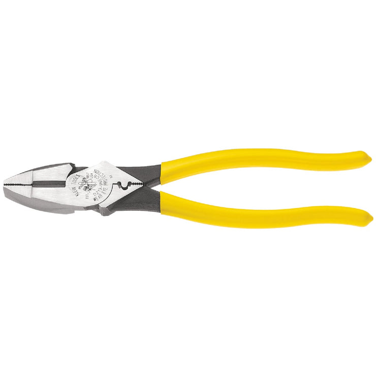 Klein 9 In. Journeyman High-Leverage Linesman Pliers with Crimping Die