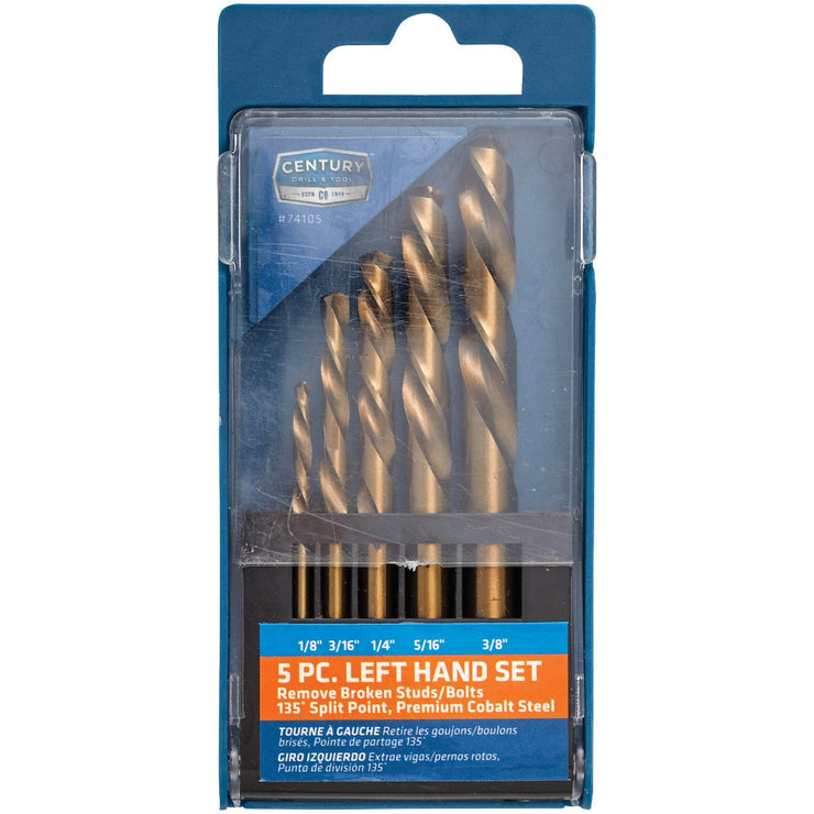Century Drill & Tool Cobalt Steel Left Hand Drill Bit Set (5-Piece)