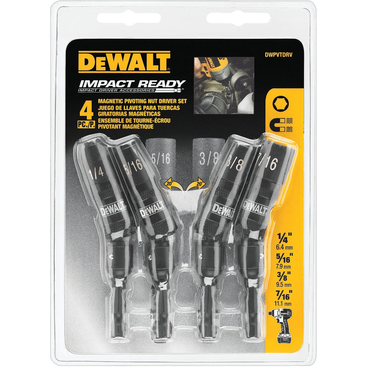 DeWalt Impact Ready 4-Piece Pivoting Magnetic Nutdriver Set