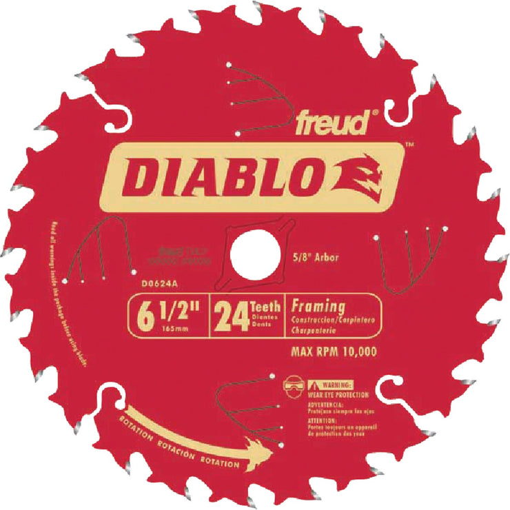 Diablo 6-1/2 In. 24-Tooth Framing Circular Saw Blade, Bulk