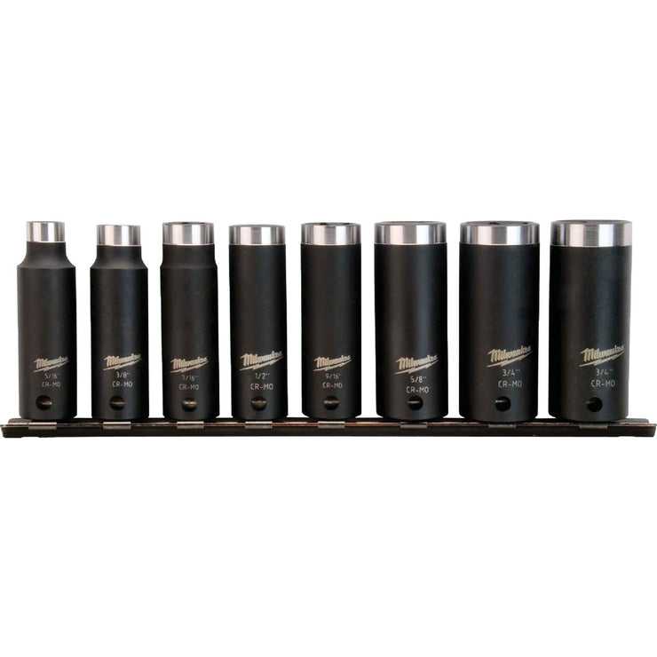Milwaukee SHOCKWAVE Standard 3/8 In. Drive 6-Point Deep Impact Driver Set (8-Piece)