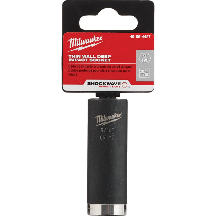 Milwaukee SHOCKWAVE 3/8 In. Drive 9/16 In. 6-Point Deep Standard Impact Socket
