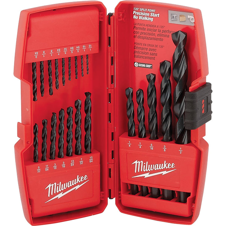 Milwaukee THUNDERBOLT 21-Piece Black Oxide Drill Bit Set, 1/16 In. thru 1/2 In.