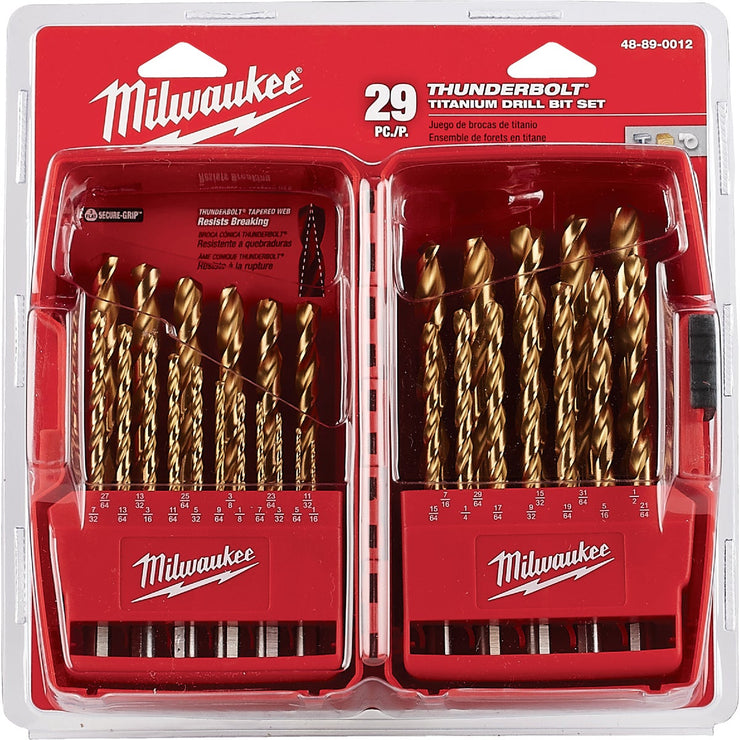 Milwaukee THUNDERBOLT 29-Piece Titanium Drill Bit Set, 1/16 In. thru 1/2 In.
