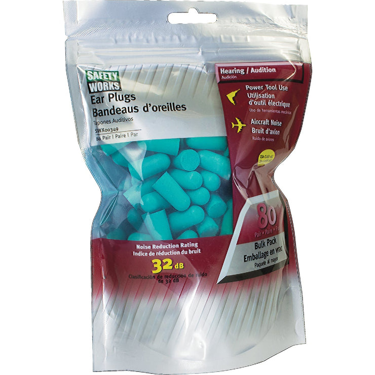 Safety Works Foam NRR 32 dB Ear Plugs (80-Pair)
