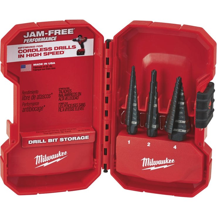 Milwaukee 3-Piece Black Oxide Step Drill Bit Set, 