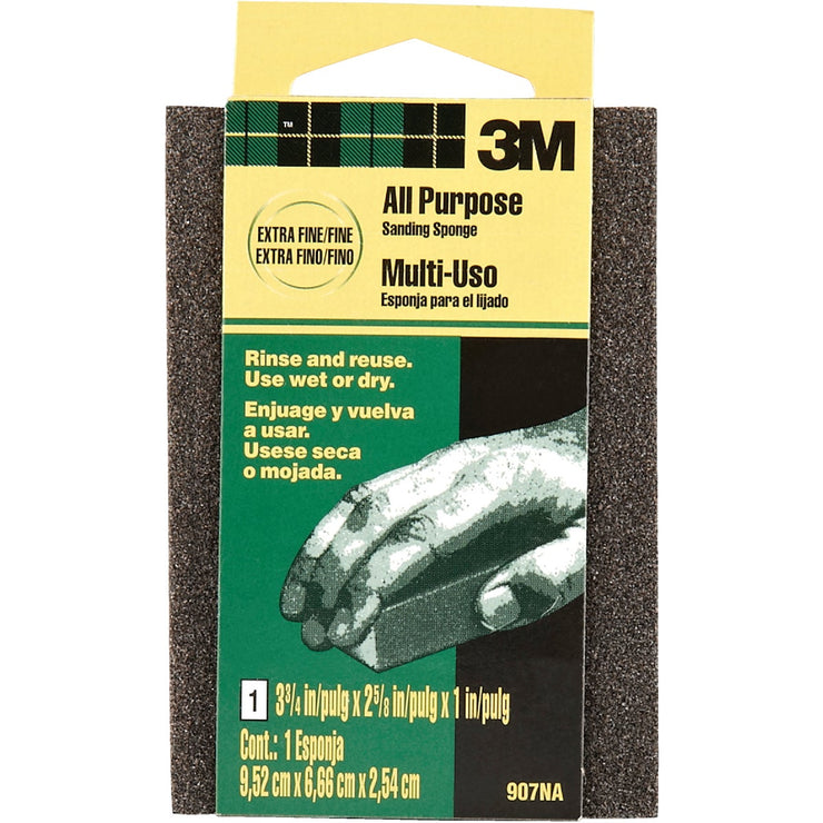 3M All-Purpose 2-5/8 In. x 3-3/4 In. x 1 In. Extra Fine/Fine Sanding Sponge