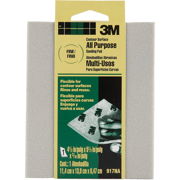 3M Contour Surface All-Purpose 4-1/2 In. x 5-1/2 In. x 3/16 In. Fine Sanding Sponge