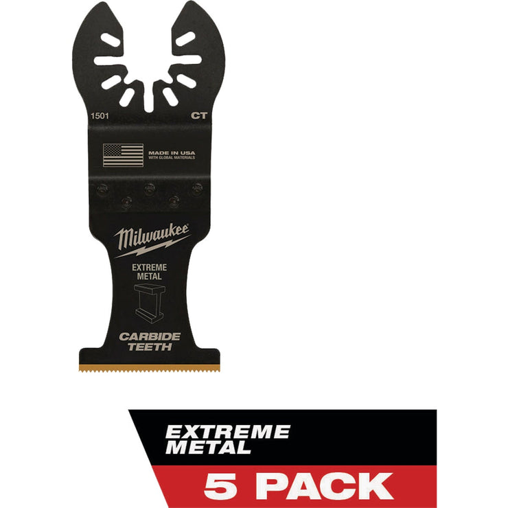 Milwaukee OPEN-LOK 1-3/8 In. Titanium Enhanced Carbide Teeth Metal Oscillating Blade (5-Pack)