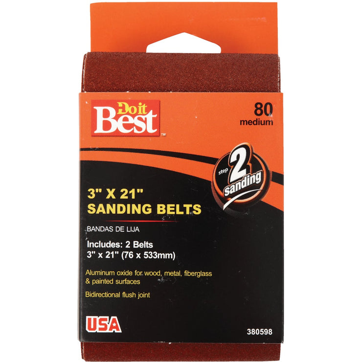 Do it Best 3 In. x 21 In. 80 Grit Heavy-Duty Sanding Belt (2-Pack)