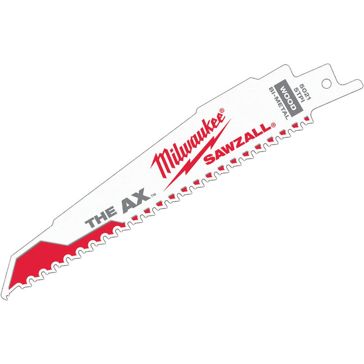 Milwaukee Sawzall THE AX 6 In. 5 TPI Wood w/Nails Demolition Reciprocating Saw Blade (5-Pack)