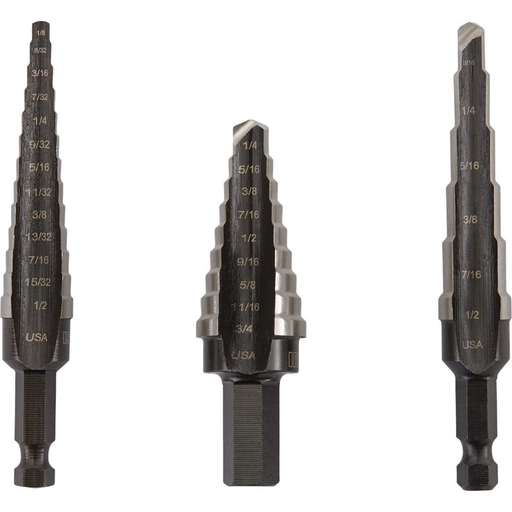 Irwin Unibit 3-Piece High-Speed Steel Step Drill Bit Set, 
