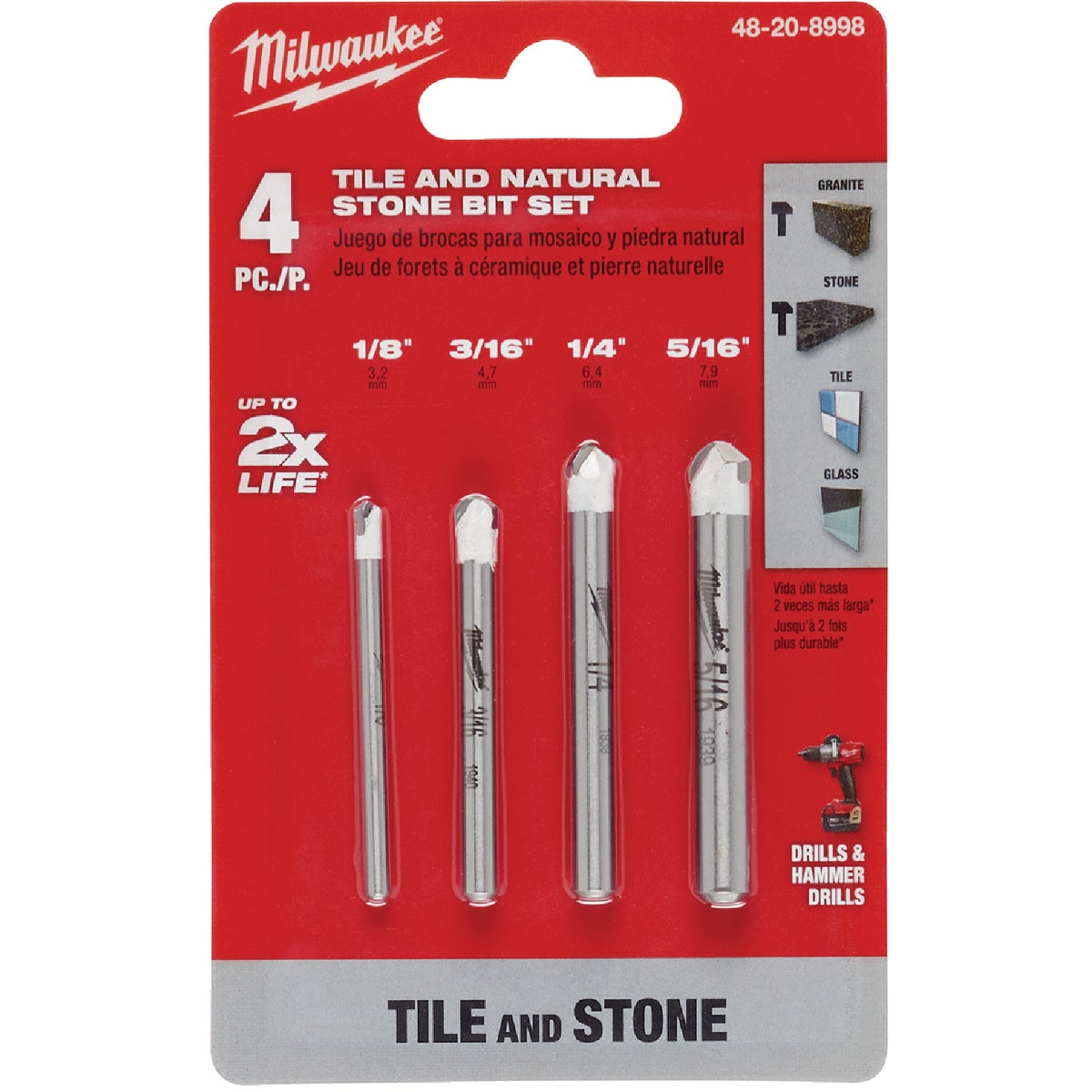 Milwaukee 4-Piece Tile and Natural Stone Bit Set – Hemlock Hardware