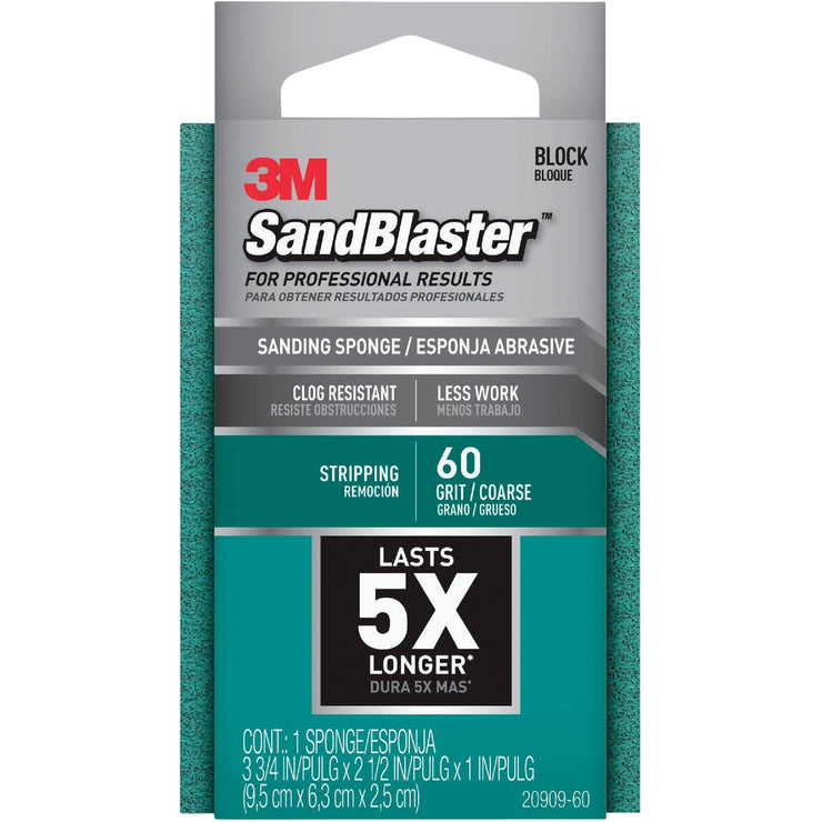 3M SandBlaster Paint Stripping 2-1/2 In. x 3-3/4 In. x 1 In. 60 Grit Coarse Sanding Sponge