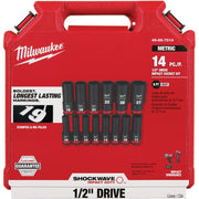 Milwaukee SHOCKWAVE Metric 1/2 In. Drive 6-Point Deep Impact Driver Set (14-Piece)