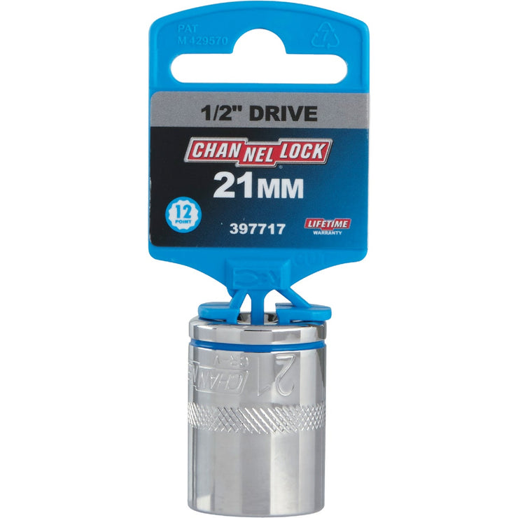 Channellock 1/2 In. Drive 21 mm 12-Point Shallow Metric Socket