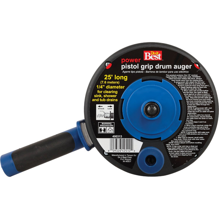 Do it Best 1/4 In. x 25 Ft. Polymer Drum Power Drain Auger