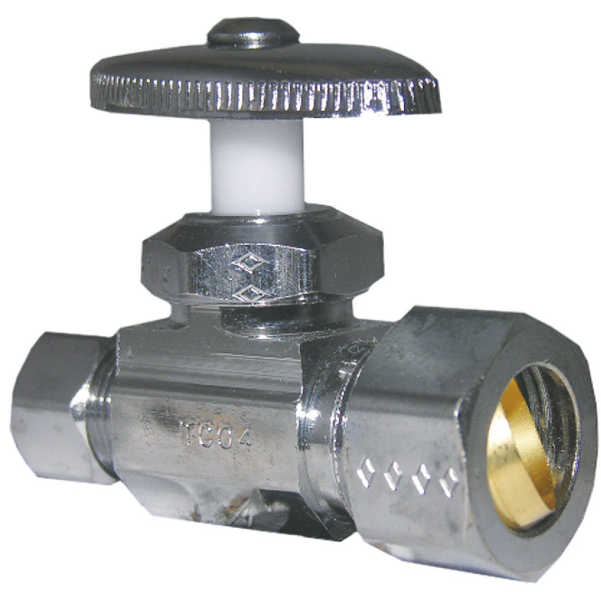 Lasco 5/8 In. Comp Inlet x 3/8 In. Comp Outlet Brass Straight Stop Val ...
