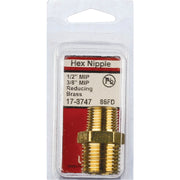 Lasco 1/2 In. MPT x 3/8 In. MPT Brass Hex Nipple