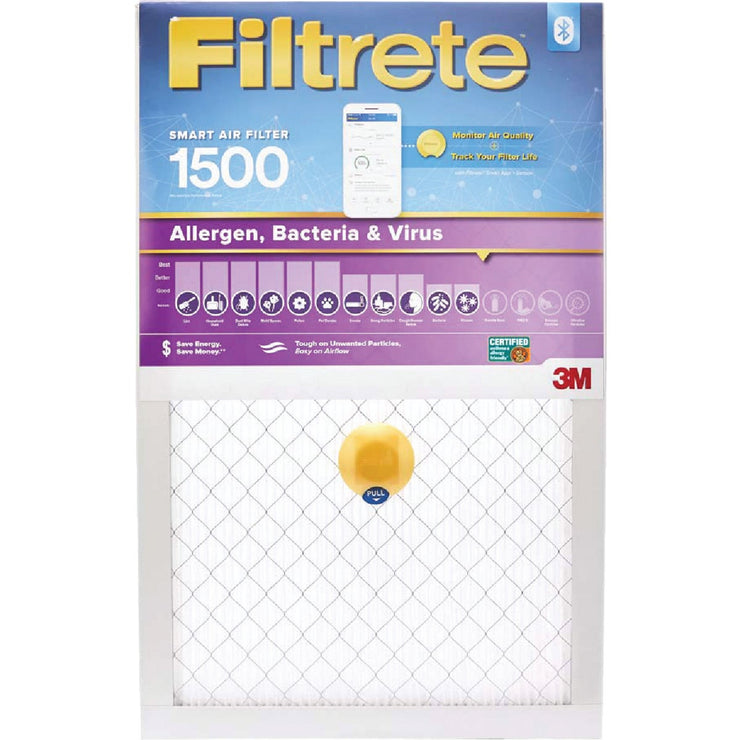 3M Filtrete 16 In. x 20 In. x 1 In. 1500 MPR Allergen, Bacteria & Virus Smart Furnace Filter