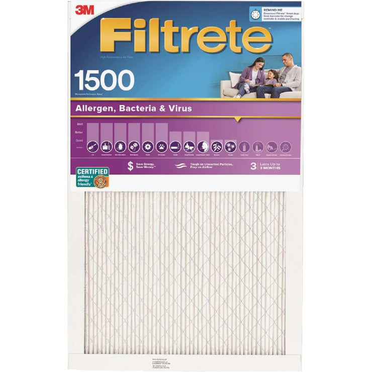 3M Filtrete 12 In. x 12 In. x 1 In. Ultra Allergen Healthy Living 1550 MPR Furnace Filter