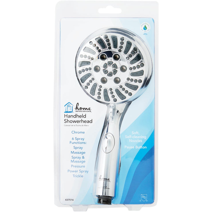 Home Impressions 6-Spray 1.8 GPM Handheld Shower, Chrome