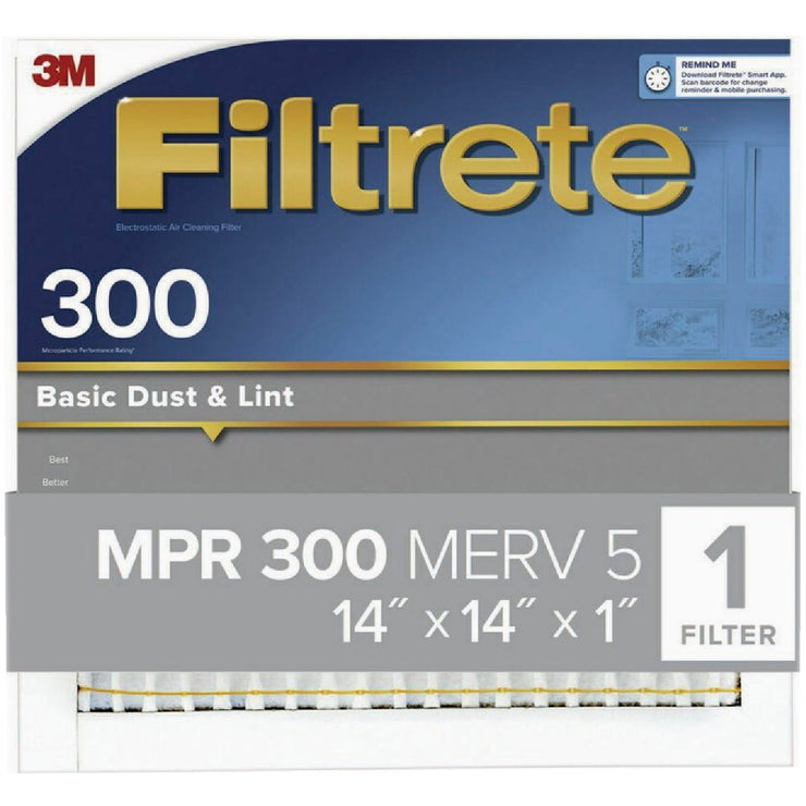 3M Filtrete 14 In. x 14 In. x 1 In. Basic Dust & Lint 300 MPR Furnace Filter