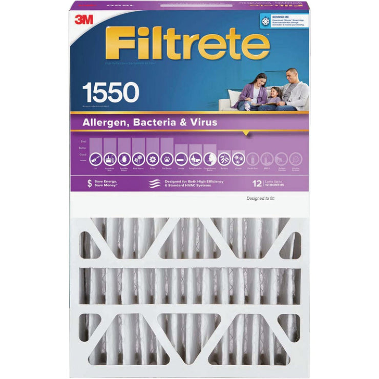 3M Filtrete 20 In. x 25 In. x 4 In. Allergen, Bacteria & Virus 1550 MPR Deep Pleat Furnace Filter