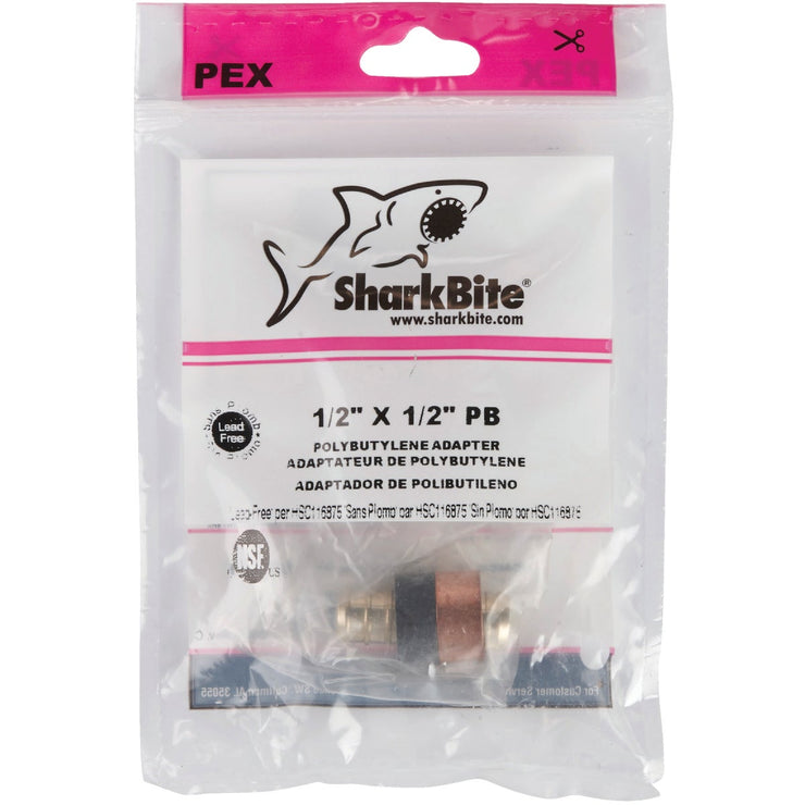 SharkBite Crimp Transition Low Lead 1/2 In. Polybutylene, Brass PEX Coupling