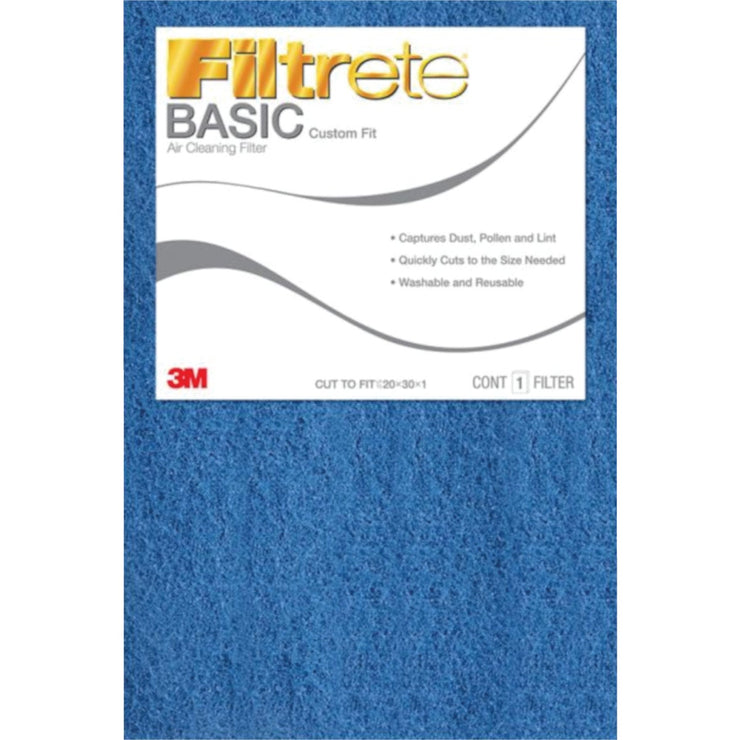 3M Filtrete 20 In. x 30 In. x 1 In. 100 MPR Basic Custom Fit Trimmable Air Filter