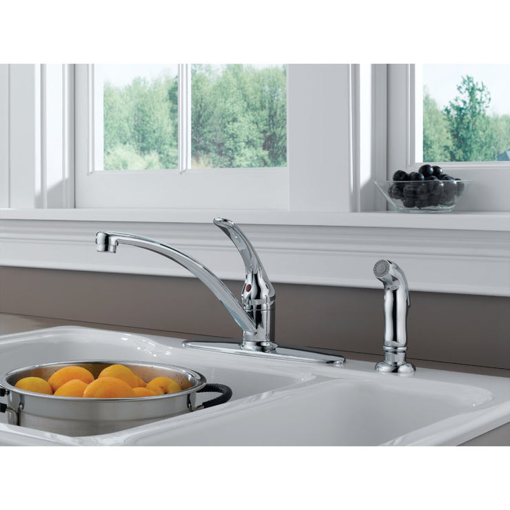 Delta Foundations Single Handle Lever Kitchen Faucet with Side Spray, Chrome
